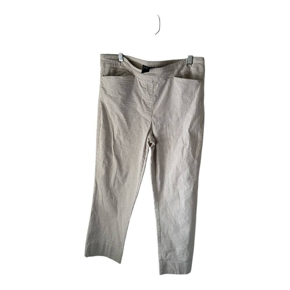 Hilary Radley White & Beige / Tan Striped Capri Pants Womens Size L - Picture 5 of 7
